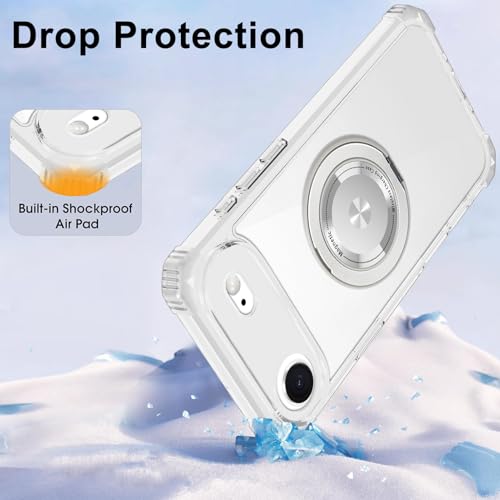 Clear Case for iPhone Air Case with Stand, Compatible with MagSafe | Military Grade Heavy Duty Cover with 360 Rotatable Ring Kickstand -260417 - color: Clear, size: iPhone Air