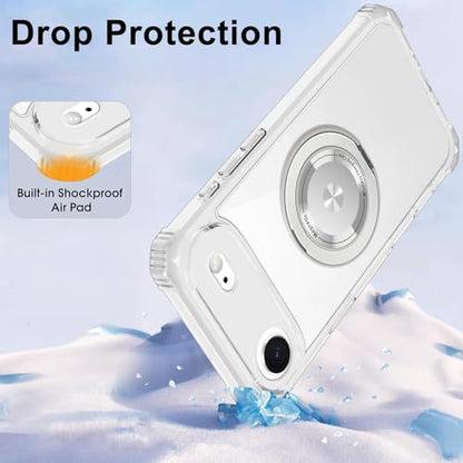 Clear Case for iPhone Air Case with Stand, Compatible with MagSafe | Military Grade Heavy Duty Cover with 360 Rotatable Ring Kickstand -260417 - color: Clear, size: iPhone Air