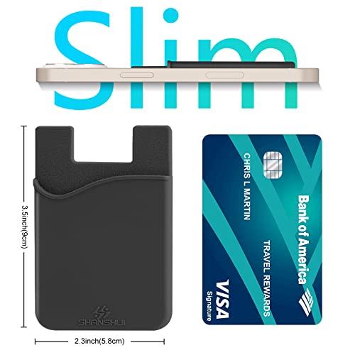 SHANSHUI Card Holder for Phone, Adhesive Phone Wallet Credit ID Business Card Holder Silicone Pocket Stick on Compatible with iPhone & All Smartphones 5 Pack - color: Multi-Colors(5 Pack)