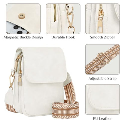 Fashion Small Crossbody Bags for Women Trendy Designer Cell Phone Purses | Adjustable Straps,with Card Holder,Detachable Wristlet Strap,small Cross Body Bag for Woman,Mini Bags,Travel Purse,Work,Gym - color: White