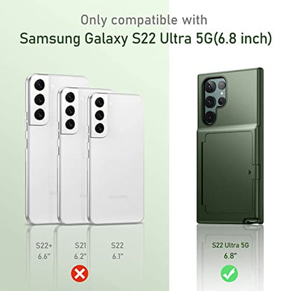 WeLoveCase for Samsung Galaxy S22 Ultra Wallet Case with Credit Card Holder & Hidden Mirror, All-Round Protection Shockproof Phone Cover Designed for Samsung Galaxy S22 Ultra, 6.8 Inch Green - color: Green