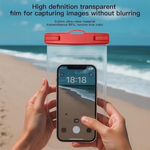 Waterproof Phone Pouch Compatible for iPhone 7in -Red, 1 Pack | IPX8 Waterproof Case, Beach Travel Must Haves, Beach Essential, Dry Bag, 1 Pack, for iPhone 17/16/15/14/13/12 Pro Max - color: A8-Red