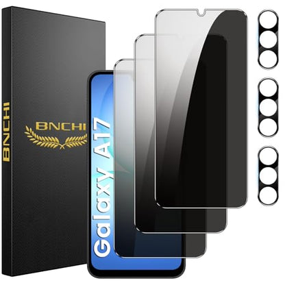 3+3 Pack for Samsung Galaxy A17 5G Privacy Screen Protector with Camera Lens Protector, Anti-Spy Tempered Glass Film, 9H Hardness, Anti-Scratch, Touch Sensitive - size: Galaxy A17