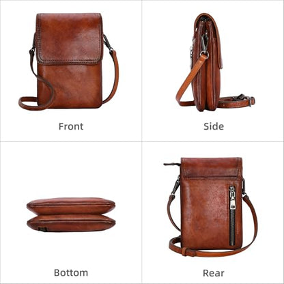 Iswee Rfid Blocking Small Crossbody Bag for Women Travel Classic Style | Genuine Leather,Adjustable Shoulder Strap,Fits 6.9" Phone,Anti-Theft Purse,Perfect for Daily Use and Weekend Travel - color: Brown