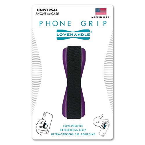 LOVEHANDLE Ultra-Slim Phone Grip - Purple Base with Black Strap