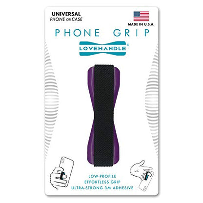 LOVEHANDLE Ultra-Slim Phone Grip - Purple Base with Black Strap
