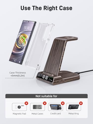 Wireless Charger for Samsung, Android Charger for Samsung Galaxy S25 Ultra - color: Woodgrain