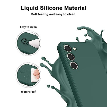 Vanjua Case for Samsung Galaxy S23 (Only), Stylish Liquid Silicone Slim Full-Body Protective Cover Compatible with Samsung Galaxy S23 5G 6.1 Inch Phone Case (Dark Green) - color: Dark Green