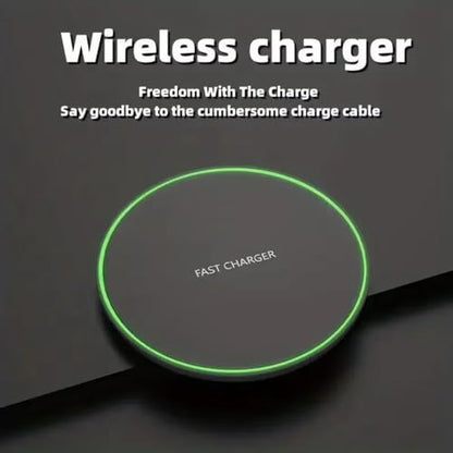 15W Fast Wireless Charger Pad for iPhone 17 16 15 14 13 12 Pro Max Samsung Galaxy S24 S23 S22 S20 Xiaomi Wireless Charging Dock Station (Black with Cable) - color: Black with Cable