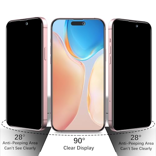 2+2 Pack Privacy Screen Protector for iPhone 15 Tempered Glass - size: (Privacy)iPhone 15 6.1 Inch