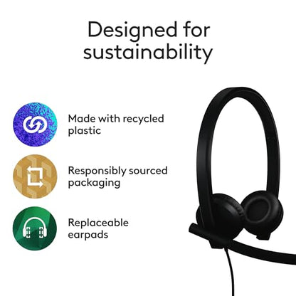 Logitech H570e USB-A Wired Headset with Microphone PC and Mac - Black - size: Teams, style: Stereo
