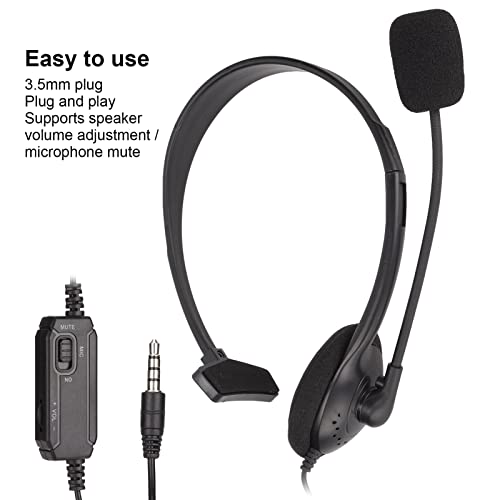 Phone Headset, Corded Telephone Headset Mono with Noise Canceling Mic, 3.5mm Plug, Volume Control, Foldable Headset for Landline Phones