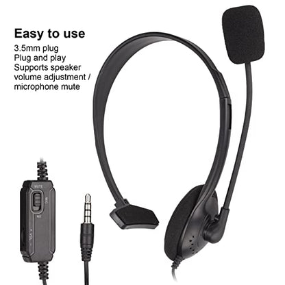 Telephone Headset,3.5mm Corded Mono Headset Headphone with Noise Canceling Mic,Support Volume Adjustment and Microphone Mute,for Call Center,Office,Telephone Counselling Services