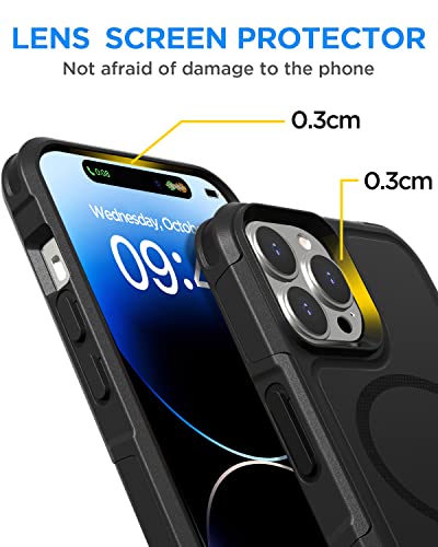 AICase for iPhone 14 Pro Max Case(6.7") Magnetic Heavy Duty 2-Layer Rugged Pocket-Friendly MagSafe Phone Case,Durable Military Grade Protection Shockproof Protective Cover for iPhone 14 Pro Max - color: Black with Magsafe Support