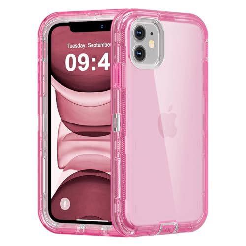 Follaroma for iPhone 11 Case, 6.1 inch, Crystal Pink | Heavy Duty Shockproof Protection Phone Cases, Anti-Drop, Military Grade Dual Layer Transparent Rugged Protective Cover - color: Pink, size: iPhone 11 6.1’