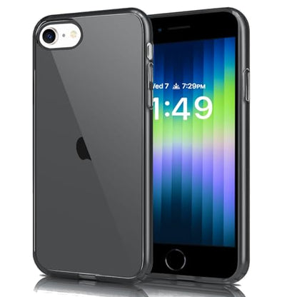 JJGoo Compatible with iPhone SE Case 2022/2020, Compatible with iPhone 7 8 Case Clear Soft Transparent Shockproof Protective Slim Thin Bumper Phone Cover, Black - color: Black