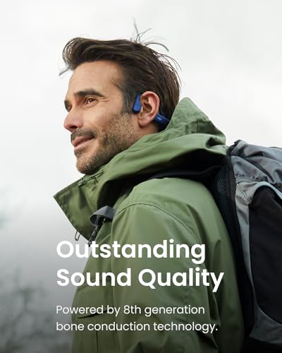 SHOKZ OpenRun Mini Bone Conduction Open-Ear Bluetooth Headphones, Blue - color: Blue, size: Mini Size+Magnetic Charging