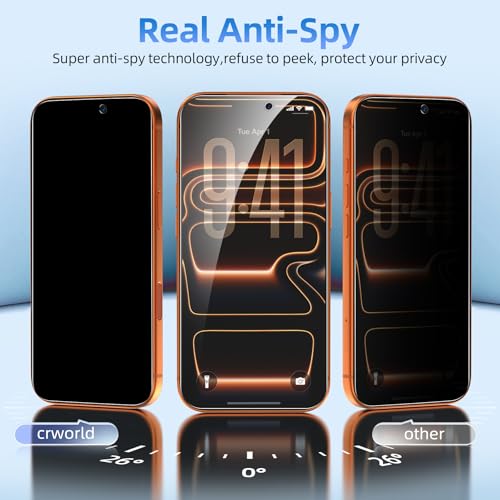 WHPXJY Privacy Screen Protector Compatible with iPhone 17 Pro (6.3 Inch) with Alignment Frame, 4-Pack Anti-Spy Tempered Glass, Easy Auto-Alignment, Bubble-Free, Case Friendly - size: Iphone 17 Pro -6.3 Inch