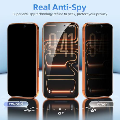 WHPXJY Privacy Screen Protector Compatible with iPhone 17 Pro (6.3 Inch) with Alignment Frame, 4-Pack Anti-Spy Tempered Glass, Easy Auto-Alignment, Bubble-Free, Case Friendly - size: Iphone 17 Pro -6.3 Inch