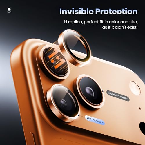 Hoerrye for iPhone 17 Pro Max/17 Pro Camera Lens Protector - Case Friendly - color: Cosmic Orange