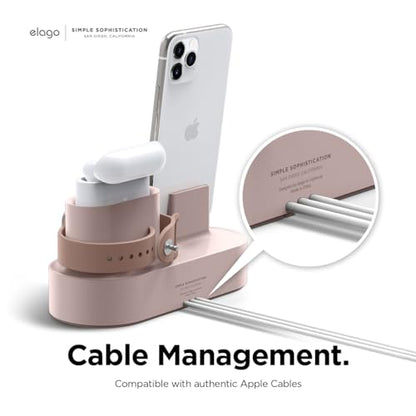 elago 3 in 1 Charging Station for iPhone, AirPods, AirPods Pro, Apple Watch - color: Sand Pink