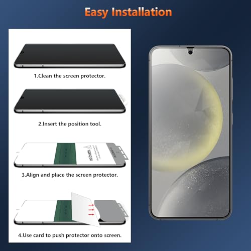 [2 Pack] 4 Way 360 ° Matte TPU Privacy Screen Protector for Samsung Galaxy S24 (Not Glass), Fingerprint Sensor Compatible, Anti-Glare Full Adhesive Flexible Film - size: Galaxy S24