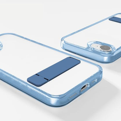 Case for iPhone 16e, Clear Kickstand | Yellowing-Resistant | Slim Transparent, 360° Kickstand, Compatible with MagSafe, Shock-Absorbing Bumper, for Hands-Free Video Calls & Movies - color: Blue