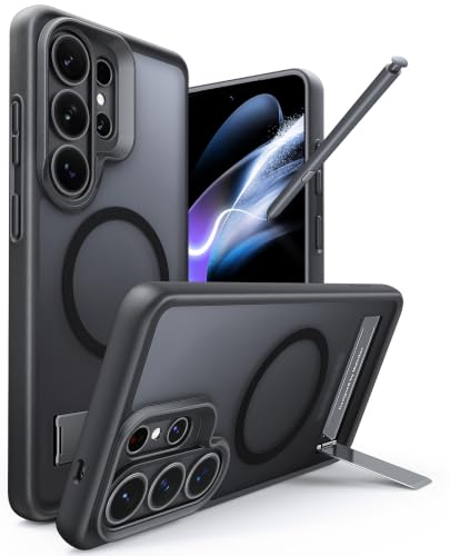 Maledan Strong Magnetic for Samsung Galaxy S26 Ultra Case, Compatible with Magsafe, 4X Military-Grade Shockproof S26 Ultra Phone Case with Kickstand, Camera Protection Non-Slip Translucent Matte Black - color: Matte Black/ Gunmetal Stand, size: for Galaxy