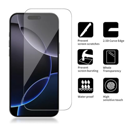 [4 Pack Glass Screen Protector Compatible for iPhone 16 Pro Max [9H Hardness]-HD Screen Tempered Glass, Scratch Resistant, Easy Install [Case Friendly] [Bubble Free] - size: iPhone 16 Pro Max