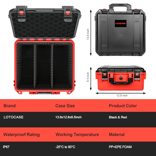 Case for Milwaukee Battery - Waterproof Hard Box with 9 Adjustable Dividers | Design for Milwaukee M18/ M12 12V/20V/60V Battery & Chargers,keep battery accessory neatly protected during daily transport