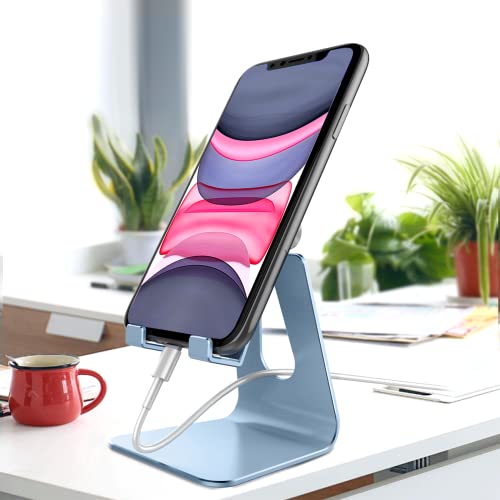 CreaDream Aluminum Cell Phone Stand, Adjustable Phone Holder for Desk - color: Sierra Blue