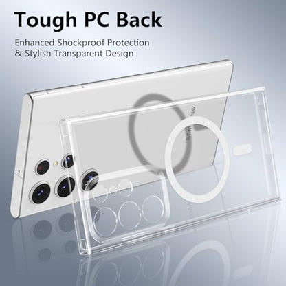 RALEAVO for Samsung Galaxy S23 Ultra Case Clear Magnetic Phone Case [Compatible with MagSafe] Slim Transparent Acrylic Hard Back Case Cover Military Drop Protection Case, Clear - color: Magnetic & Clear, size: S23 Ultra