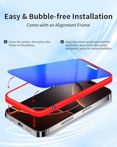 2 Pack for iPhone 16 Pro Privacy Screen Protector 6.3 inch Blue - color: For iphone 16 Pro Blue