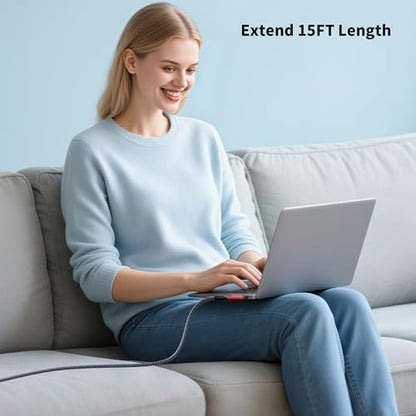 USB C Camera Tethering Cable for Right Angle Thunderbolt 5 Cable 15FT, Support 20Gbps, 240W PD, 4K@60Hz for Thunderbolt 4, iPhone 17, USB4, Canon, Sony, Nikon, Fuji, Mac mini M4 - size: Right Angle 15FT