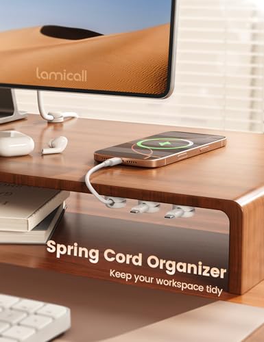 Lamicall Foldable Phone Stand for Desk Cord Organizer, Spring Cable Management Clips
