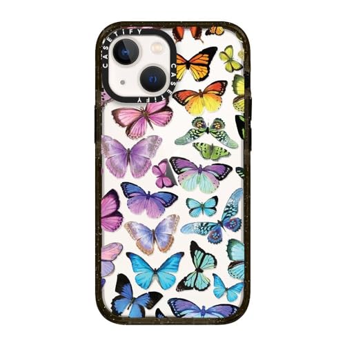 CASETiFY for iPhone 13 Mini Case - Impact | Slim Fit | 6.6 ft. Drop Protection | Butterfly Rainbow | Black - color: Butterfly Rainbow, size: Iphone 13 Mini (5.4")