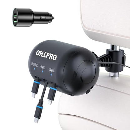 OHLPRO Multi Car Retractable Backseat 3 in 1 Car Charging Station, Adapter - size: Car Adapter | 3-IN-1 Charging Station