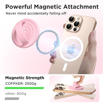 Magnetic Phone Grip for MagSafe, Silicone Ring Grip, Pink - color: Pink