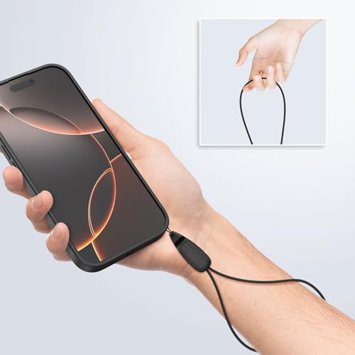E-Tree 2 Pack Multi-Purpose Wrist Lanyard Hand Strap for Cell Phone Case Camera Airpods Keys Keychain Keys USB Flash Drive - color: Black & Orange