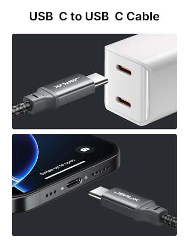 JSAUX 100W USB C to USB C Cable [2-Pack 10FT], PD Fast Charging, Grey - color: Grey, size: 10ft+10ft