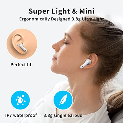 XIAOWTEK A40 Pro Wireless Earbuds, 50Hrs Playtime Bluetooth Earbuds Built in Noise Cancellation Mic with Charging Case, Bluetooth Headphones with Stereo Sound, IPX7 Waterproof Ear Buds for Phone