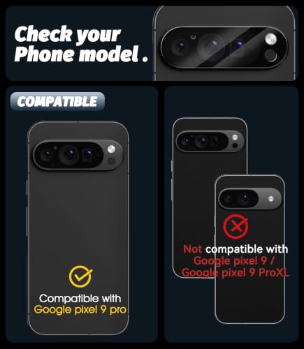 Orzero (5 Pack Camera Lens Protector for Google Pixel 9 Pro, Protector de Cámera Tempered Glass 9H Precise Camera Cutouts Anti-Scratch Does Not Affect Night Shots and Flash - size: Google Pixel 9 Pro