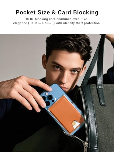 for MagSafe Wallet,Strong Magnetic 7 Card Holder with Stand,Pop Up Cards,RFID Blocking,Metal Leather,Ultra Slim Travel Wallet for iPhone 16 15 14 13 12 Android,Gifts for Men Women (Brown) - color: Brown