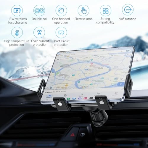 Dual Coil Car Wireless Charger Stand for iPhone 17 16 15 14 13 12 for Samsung Galaxy Z Fold 6 5 4 3 2 Foldable Fast Car Charging Station (Black) - color: Black