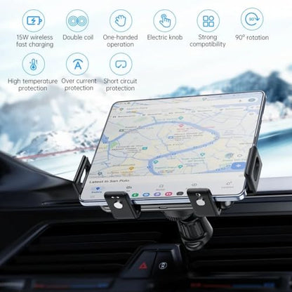 Dual Coil Car Wireless Charger Stand for iPhone 17 16 15 14 13 12 for Samsung Galaxy Z Fold 6 5 4 3 2 Foldable Fast Car Charging Station (Black) - color: Black