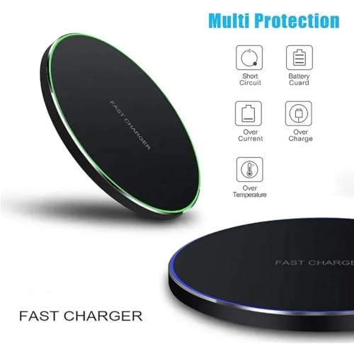 15W Fast Wireless Charger Pad for iPhone 17 16 15 14 13 12 Pro Max Samsung Galaxy S24 S23 S22 S20 Xiaomi Wireless Charging Dock Station (Black with Cable) - color: Black with Cable
