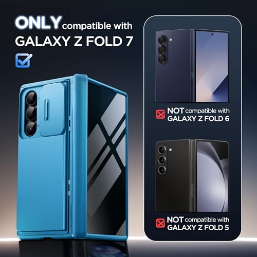 TONGATE Wallet for Z Fold 7 Case with Privacy Screen Protector, Lake Blue - color: Lake Blue