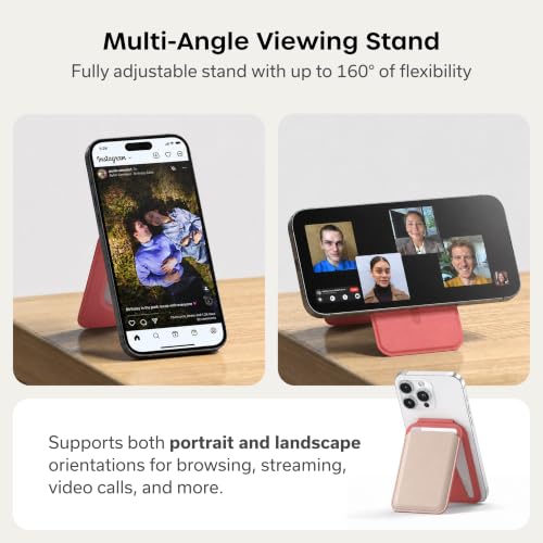 Satechi MagSafe Wallet Stand, Card Holder, NFC Pass-Through - color: Coral Pink