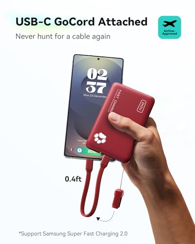 INIU 10000mAh 45W Fast Charging Portable Charger, Smaller Travel Power Bank - color: Red
