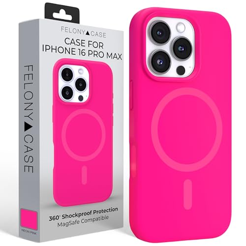 FELONY CASE for iPhone 16 Pro Max Silicone Case MagSafe, Neon Pink | Liquid Silicone, Microfiber Lining, Non-Slip Grip, Wireless Charging, 360° Protection Cover, Anti-Scratch, Vivid Colors - color: Neon Pink, size: iPhone 16 Pro Max with MagSafe